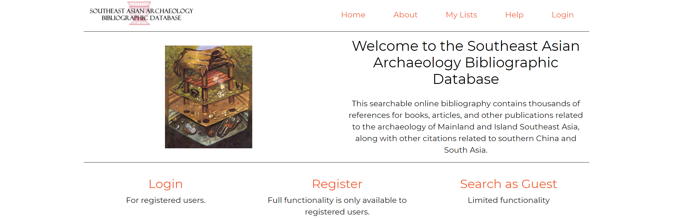 Screenshot of current archaeobib home page.